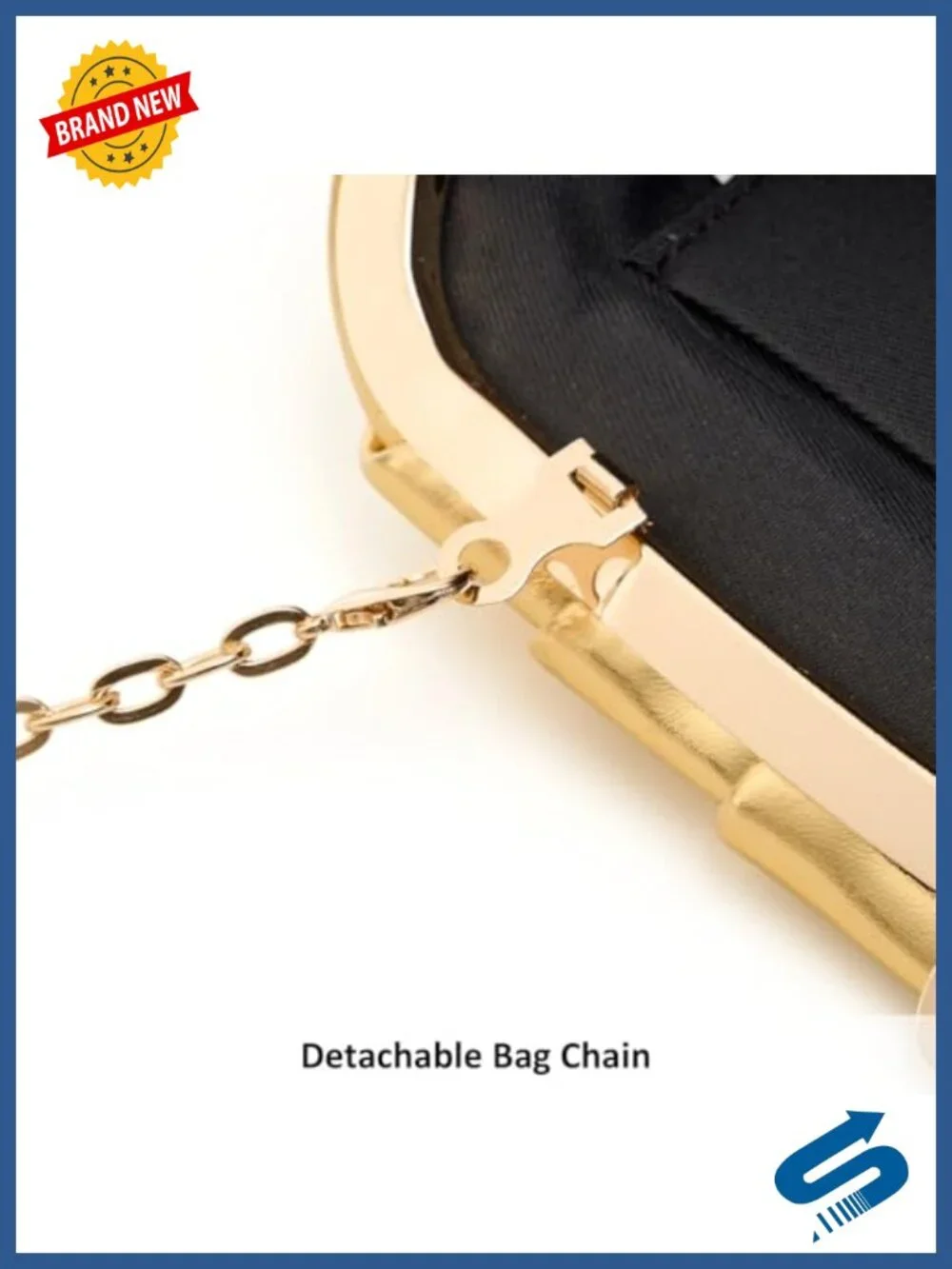 Pleated Vegan Leather Clutch Purse Detachable Chain Evening Bag
